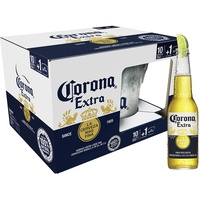 Corona Sortenreines Paket, Extra 10er-Pack inkl. Eiseimer, Geschenkpack, Internationales Premium Lagerbier, MEHRWEG Lager Bier Helles (10 x 0.355 l)