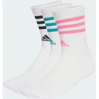 Adidas 3-Streifen Cushioned Crew Socken. 3 Paar WEISS|atlantikblau|rosa 43-45