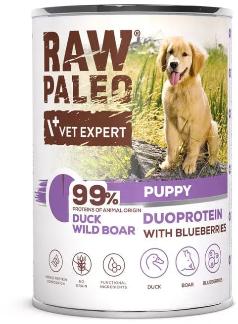 RAW PALEO Duck & Boar Puppy 400g Welpennassfutter Duoprotein Ente & Wildschwein