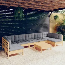 vidaXL Garten-Lounge-Set 8-tlg. grau Kiefer