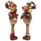 Bonetti LED Dekofigur »Weihnachtsdeko« 2 Stk. Warmweiß Rentiere mit Skiern in der Hand, 2er Set bunt