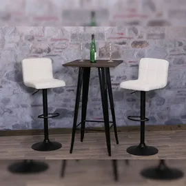 Mendler 2er-Set Barhocker HWC-G87, Tresenhocker Barstuhl, höhenverstellbar drehbar, Stoff Boucle (450g/m2) FSC® - creme-weiß