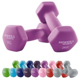 Miweba Sports Neopren Hantelset NKH100 | Profi Hantel - Hexagon Hanteln Set - Kurzhanteln - Kurzhantel Set - Gymnastikhanteln - Hantel Set - Dumbbell - 0,5-10 Kg (2X 2.0 kg, Pink)