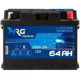 NRG Premium Autobatterie 12V 64Ah 600A/EN ersetzt 55Ah 56Ah 60Ah 61Ah 62Ah 63Ah