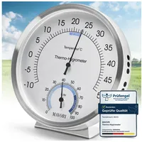 MAVORI MAVORI® 2in1 Thermometer Hygrometer aus Edelstahl | Analog