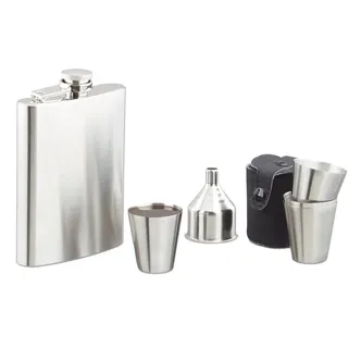 Relaxdays Flachmann Set Edelstahl 7 teilig,