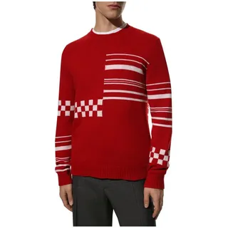 PRADA Kaschmirpullover Pure Kaschmir Strickpullover Intarsien-Strick mit geometrischen Mustern rot 46/S