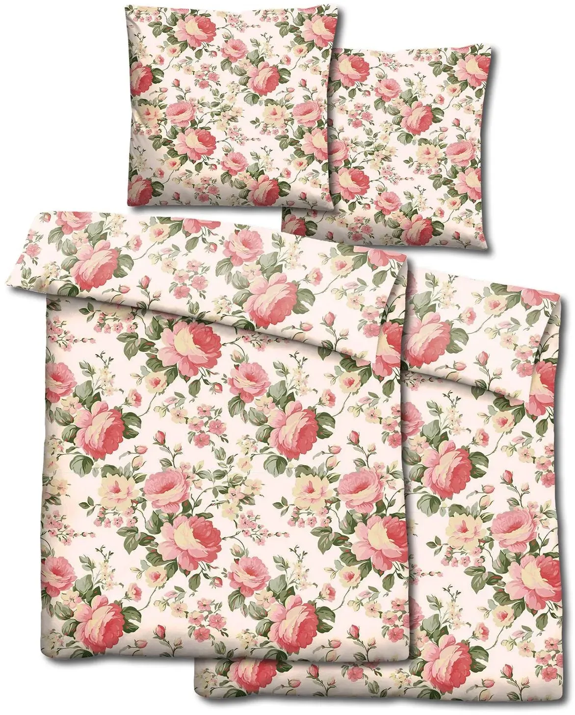 Doppelpack CloudComfort Basic Mikrofaser Bettwäsche Camelie 135 x 200 + 80 x 80 cm