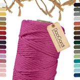 BooGardi Makramee Garn · Magenta 5mm x 100m · 3mm oder 5mm · viele Farben · Baumwollkordel · Baumwollgarn · DIY Bastelkordel · Kordelband