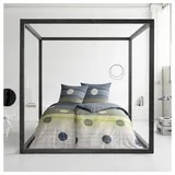 Estella Bettwäsche Estella Mako-Satin Bettwäsche 155x220 Bailey petrol, Mako-Satin, 2 teilig - 1 Kissenbezug 80 x 80 cm