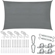 Tectake tectake® Sonnensegel, HDPE mit 185 g/m2 und 87 % UV-Schutz, für Balkon, Garten und Terrasse, umfangreiches Montagematerial