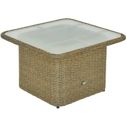 Merxx Duplex Tischmanuell höhenverstellbar, 72 x 72 x 45/62 cm,matte GlasplattenaturStahlgestell mit Kunststoffgeflecht