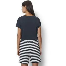 Marc O'Polo Pyjama MARC O'POLO "Mix & Match Cotton-Woven", Damen, Gr. L (40), blau (schwarz navy,), Jersey, Obermaterial: 100% Baumwolle, bedruckt, unifarben, figurumspielend ca. Mitte Oberschenkel, Rundhals, Homewear-Sets Pyjama, mit großem Marken-Logo auf der Brust