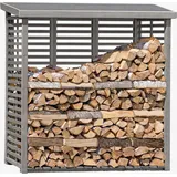 Delta Gartenholz Kaminholzregal Flammo L Holz 208 x 75 x 200 cm mit Rückwand Grau