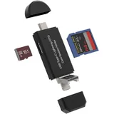 Adapter Kartenleser SD Micro SD auf USB C Lightning Micro USB PC (4in1) für iPhone 15 für iPad Pro Mini kompatibel für Samsung Memory TF Card Reader Tragbarer Fotografie-Stick Kamera Typ C