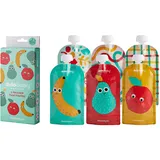DIDOBABY (Pack 6) Wiederverwendbare Quetschbeutel mit Lebensmitteln für Babys - STAGE 1 - Perfekte Größe für Anfänger - Weniger Lebensmittelabfälle - Auslaufsicherer Doppelverschluss