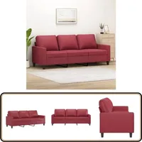 3-Sitzer-Sofa Weinrot 180 cm Kunstleder - 3-Sitzer Sofa - Couch - Wohnzimmersofa - Ledercouch - Ecksofa