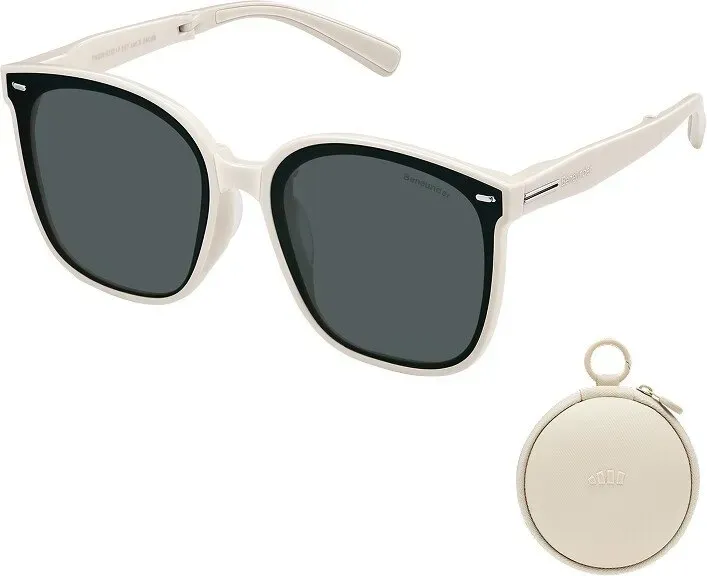 Beneunder FD421, Oversized faltbare Sonnenbrille, UV400- und Anti-Glare-Gläser, leichtes Blush-Gestell für Autofahren/Reisen, Weiß