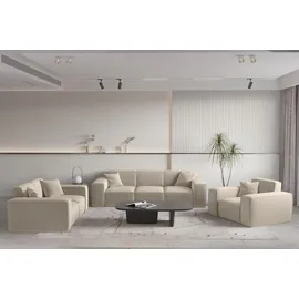 Fun Möbel Sessel Celes Premium Stoff Opera Velvet 70 x 70 x 70 cm Beige mit Zierkissen