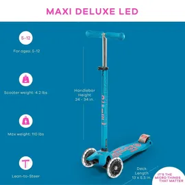 Micro Mobility Maxi Micro Deluxe LED Aqua