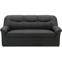 DOMO. collection Sofa Berlin, Leder, klassisches 3er Sofa, Polstergarnitur mit weichem Kunstleder und hochwertigem Federkern, 3 Sitzer 178 x 90 x 89 cm (BxTxH), schwarz