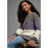 KangaROOS Strickpullover "Ringelpullover", Mädchen, Gr. 140/146, lila (lila geringelt), Strick, Obermaterial: 50% Baumwolle, 50% Polyacryl, geringelt, gestreift, mehrfarbig, Basic hüftlang, Rundhals, Strickbündchen, Pullover Strickpullover, mit Logo auf dem Ärmel