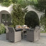 Ankonbej 9-tlg. Garten-Essgruppe mit Auflagen Poly Rattan Grau - Grau