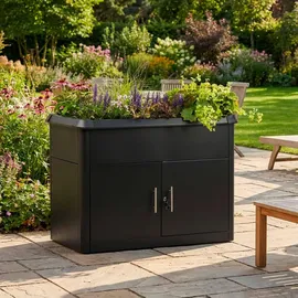 Dobar XL Hochbeet aus Metall mit Unterschrank 107 x 58 x 78 cm Anthrazit