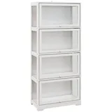 MC Star Bücherregal 4-stöckige Sammlervitrine mit kippsicheren Scharniertüren, Vitrine für Arbeits- oder Schlafzimmer, 59 x 30 x 139 cm, Weiß