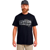 Jack Wolfskin Brand Kurzarm-t-shirt - Wood Dark Navy -