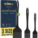 Walfos Silikon-Backpinsel, 230 °C, hitzebeständiges Backpinsel-Set, perfekt für Grill, Backen, Küche, Kochen, starker Stahlkern und einteiliges Design, BPA-frei und spülmaschinenfest (3 Stück)