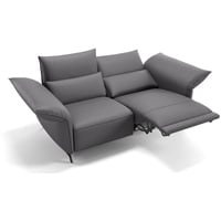 Sofanella 2-Sitzer Leder Cuneo, Relaxsofa, Designsofa, Designer Couch, Italienisches Sofa, 2er Sofa grau