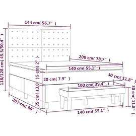 vidaXL Boxspringbett 140 x 200 cm Dunkelgrün