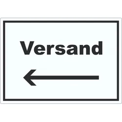 HB-Druck Versand Aufkleber mit Text und Richtungspfeil links Lieferung shipping waagerecht A7 (74x105mm)