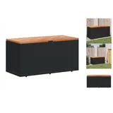 vidaXL Gartentruhe Schwarz 110x50x54 cm Poly Rattan Akazienholz