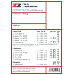 Kennzeichnungsschild AbZ (DIBt) Systeme - rot/weiß/schwarz