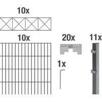 GAH Alberts Alberts Doppelstabmatten-Grundset Nexus 200 x 160 cm 20 m anthrazit