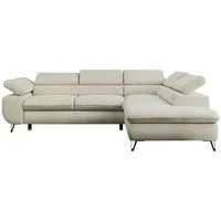 MKS Meble Ecksofa mit Schlaffunktion Peter ¦ beige ¦ Maße (cm): B: 273 H: 76