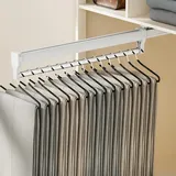 ANXJLEO Ausziehbare Hosenbügel Platzsparend, Ausziehbare Kleiderstange,Verstellbarer Kleiderschrank Teleskopstange Kleiderstange zum Aufhängen von Kleidung, Hosen und Krawatten (Weiß, 55cm)