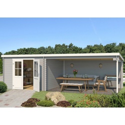 LASITA MAJA Gartenhaus St. Louis, BxT: 701×319 cm, (Set), mit Anbau und Dachpappe grau