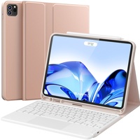 Earto iPad Air 2022 Hülle mit Tastatur, iPad Pro 11 Tastatur 2022 mit Touchpad, 2 Bluetooth Kanäles, Type C Aufladbar QWERTZ-Tastatur für iPad Air 5/4 10.9 2022/2020, iPad Pro 11 (4/3/2/1Gen), Rosé