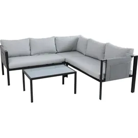 Möbilia Sitzgruppe 1 Ecksofa, 1 Couchtisch inkl. Kissen Stahl/Olefin