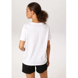 Aniston CASUAL T-Shirt in weiß-hellbraun-schwarz-braun | Gr.: 40/42,