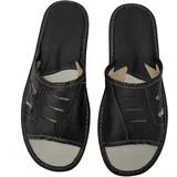 Hausschuhe Leather Herren Pantoffeln aus Echtleder Schwarz Braun 40 41 42 43 44 45 46 (Braun, 43) - 43 EU