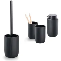 Zeller 4-teiliges Badaccessoire-Set - Keramik Schwarz