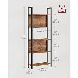 VASAGLE Bücherregal braun, schwarz 62,0 x 24,0 x 165,0 cm