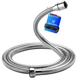 GRIFEMA Duschschlauch 2 m – Flexibler Edelstahl Brauseschlauch 200cm, Anti-Knick & Leckfrei, Standard G1/2 Zoll Anschluss mit Messinganschlüssen und Dichtungen, Chrom-Silber