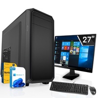SYSTEMTREFF Office / Home Komplett-System - Core i3 13100 - Intel UHD 730 - 16GB - 512GB M.2 NVMe + 2TB SSD - 27 Zoll Monitor - Desktop PC