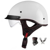 Smilfree Halbschalenhelm Mit ECE-Zulassung Vintage Motorradhelm Cruiser Chopper Scooter Helm Herren Retro Motorrad Halbhelm Damen Mofa Helm