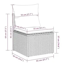 vidaXL 5-teiliges Garten Sofa Set mit Polstern Hellgrau Poly Rattan